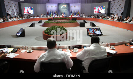 Merida, Mexico. 30th Apr, 2014. Image provided by Mexico's Presidency shows the closing ceremony of the sixth Association of Caribbean States (AEC) Summit in Merida, Yucatan, Mexico, on April 30, 2014. © Mexico's Presidency/Xinhua/Alamy Live News Stock Photo