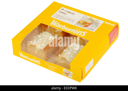 Box of Warburtons Lemon Sponge Cakes Stock Photo