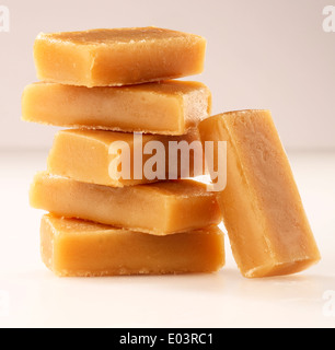 STACK OF CARAMEL BARS Stock Photo