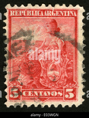 ARGENTINA - 1899: A stamp printed in the Argentina, shows an allegory ...