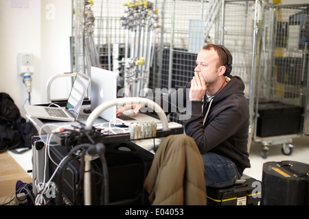 behind the scenes at a television advertisement Stock Photo