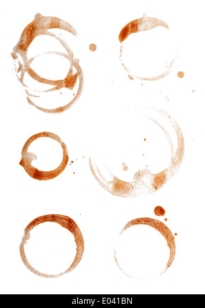 Coffee Cup Rings Isolated on White. Stock Photo