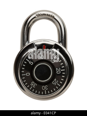 Dial Metal Combo Lock Front View, Isolated on White Background. Stock Photo