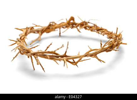 Wooden Crown of Thorns Isolated on White Background. Stock Photo