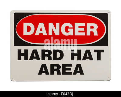 Hard Hat Area Metal Sign Isolated on White Background. Stock Photo