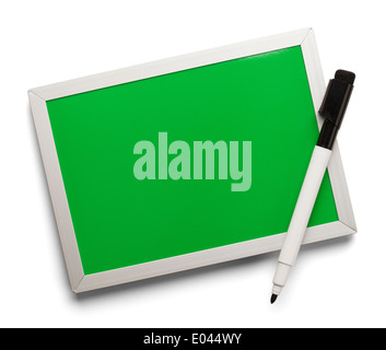 Blank Dry Erase Board With Marker Isolated on White Background. Stock Photo