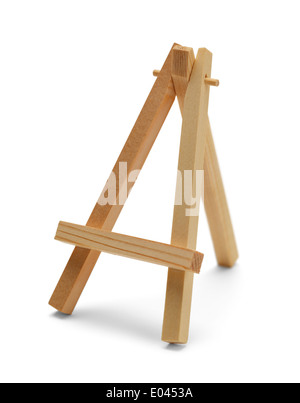 Empty Wooden Easel Isolated on White Background. Stock Photo