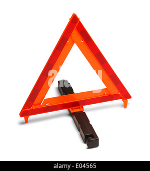 Triangle Reflector Hazard Sign. Isolated on White Background. Stock Photo
