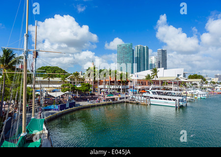 The waterfront at Bayside Marketplace in downtown Miami, Florida, USA Stock Photo