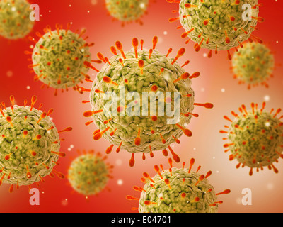 Microscopic view of herpes virus. Stock Photo