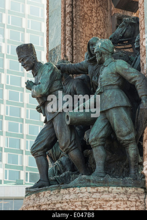 Mustafa Kemal Ataturk, !st President of Turkey, on the monument to the republic in Taksim Square, Istanbul, Turkey. Stock Photo