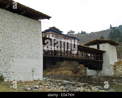The covered footbridge to the Paro Dzong,Bhutan Stock Photo