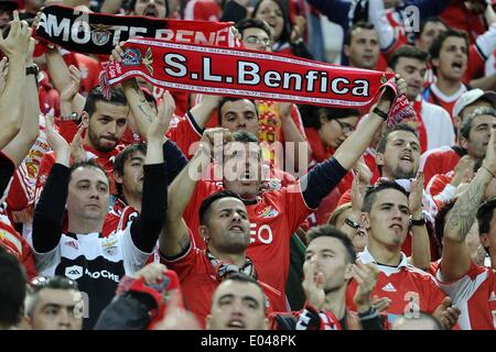 Turin, Italy. 01st May, 2014. UEFA Europa League Football. Semi-final 2nd leg. Juventus versus Benfica. Benfica fans get busy Credit:  Action Plus Sports/Alamy Live News Stock Photo