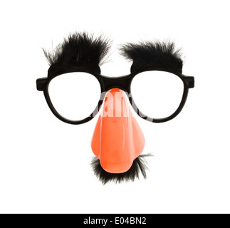 Front View Groucho Marx Disguise with Mustache, Glasses and Nose, Isolated on White Background. Stock Photo