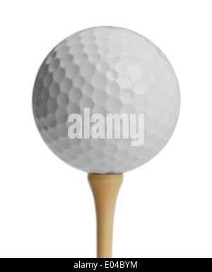 White Golf Ball On Tee Isolated on White Background. Stock Photo