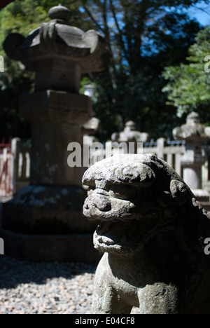 Komainu statue at a temple In Tokyo, Japan Stock Photo