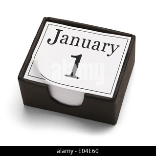 New Years Day Desk Calendar Isolated on White Background. Stock Photo