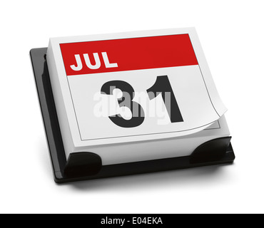Last Day of July Calendar Isolated on White Background. Stock Photo