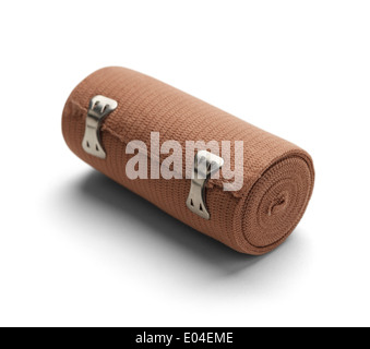 Brown Bandage Roll Isolated on White Background. Stock Photo