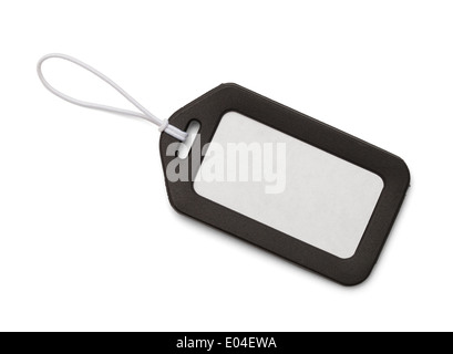 Black Bag Tag with Copy Space Isolated On White Background. Stock Photo