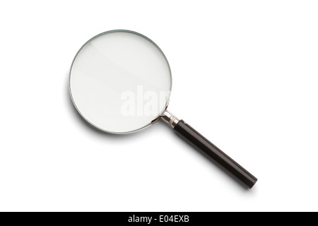 Black and Silver Magnifying Glass Isolated on a White Background. Stock Photo