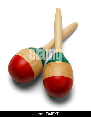 Mexican Fiesta Maracas Musical Instruments Isolated on White Background. Stock Photo