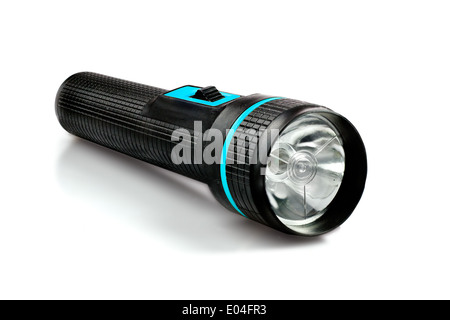 black flashlight isolated on white background Stock Photo