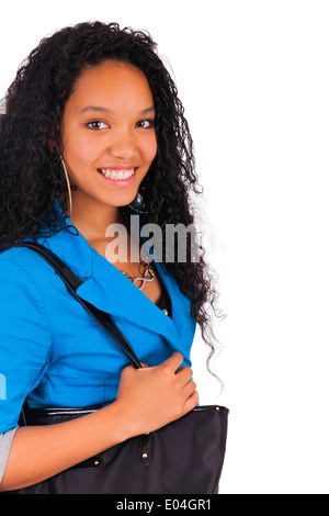 Portrait of smiling African American female student isolated Stock Photo