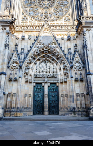 doors to famous historic st. vitus cathedral in prague czech republic, 2014 Stock Photo