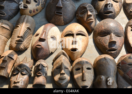 masks for sale at market in uganda, africa Stock Photo