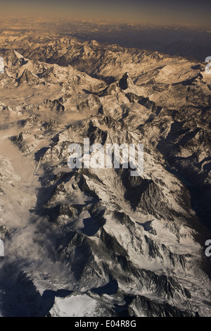 aerial view on Alps.you can see the Mount Matterhorn(mount Cervino) Stock Photo