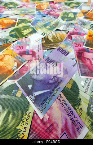 Swiss francs, money and currency of Switzerland, Schweizer Franken, Geld und Waehrung der Schweiz Stock Photo