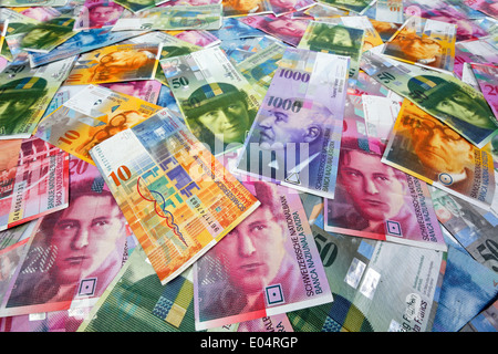 Swiss francs, money and currency of Switzerland, Schweizer Franken, Geld und Waehrung der Schweiz Stock Photo