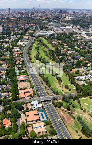 Aerial view of the M1 De Villiers Graaff motorway is a major freeway in Johannesburg, South Africa Stock Photo
