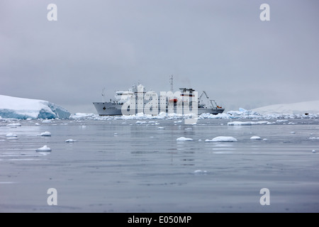 the akademik sergey vavilov russian research vessel in Fournier Bay Antarctica Stock Photo