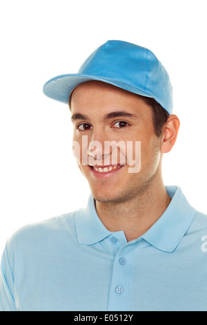 A messenger of messenger service delivers package to post, Ein Bote von Botendienst liefert Post Paket