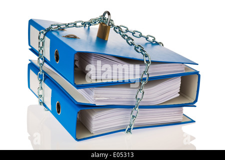 A file with chain and curtain castle closed. Data protection and data security Stock Photo