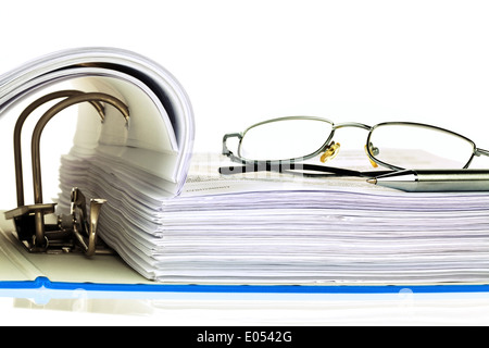 A file with documents and documents. Safekeeping of contracts., Ein Aktenordner mit Schriftstuecken und Dokumenten. Aufbewahrung Stock Photo