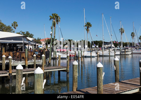 Yachts and Sailboats Docked in Marina, St. Petersburg, FL, USA Stock Photo