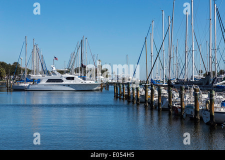 Yachts and Sailboats Docked in Marina, St. Petersburg, FL, USA Stock Photo