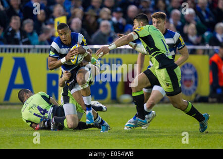 Bath, UK. 02nd May, 2014. Anthony WATSON (Bath Rugby) carries the ball during the Aviva Premiership match between Bath and Northampton Saints at The Recreation Ground. Credit:  Action Plus Sports/Alamy Live News Stock Photo