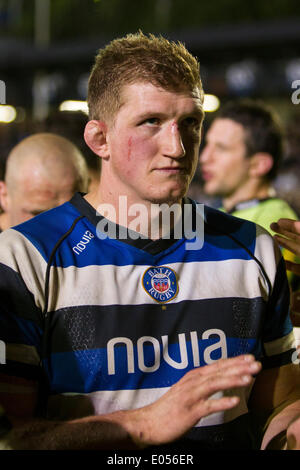 Bath, UK. 02nd May, 2014. Stuart HOOPER (Bath Rugby) is dejected after the Aviva Premiership match between Bath and Northampton Saints at The Recreation Ground. Credit:  Action Plus Sports/Alamy Live News Stock Photo