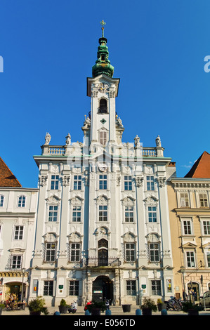 The city hall on the town place in Steyr, Upper Austria, Austria, Das Rathaus am Stadtplatz in Steyr, Oberoesterreich, oesterrei Stock Photo