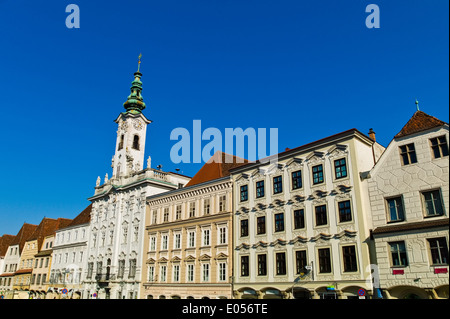 The city hall on the town place in Steyr, Upper Austria, Austria, Das Rathaus am Stadtplatz in Steyr, Oberoesterreich, oesterrei Stock Photo