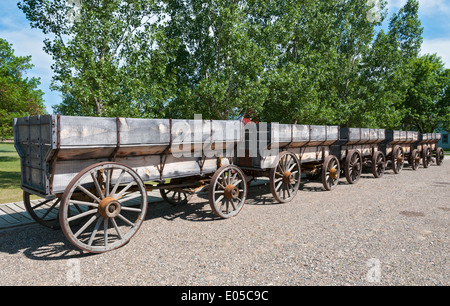 Montana, Hardin, Big Horn County Historical Museum, Wagon Train Stock Photo