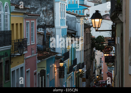 Historic buildings in Pelourinho District, Salvador (UNESCO World Heritage site), Bahia State, Brazil Stock Photo