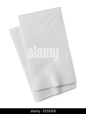 Two White Paper Napkins Isolated on White Background. Stock Photo