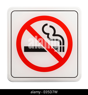 Square Red and Black No Smoking Sign Isolated on White Background. Stock Photo