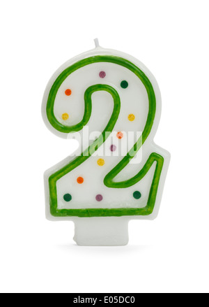 Second Birthday Candle Isolated On White Background. Stock Photo