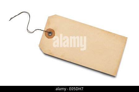 Large Brown Tag with Copy Space Isolated on white Background. Stock Photo